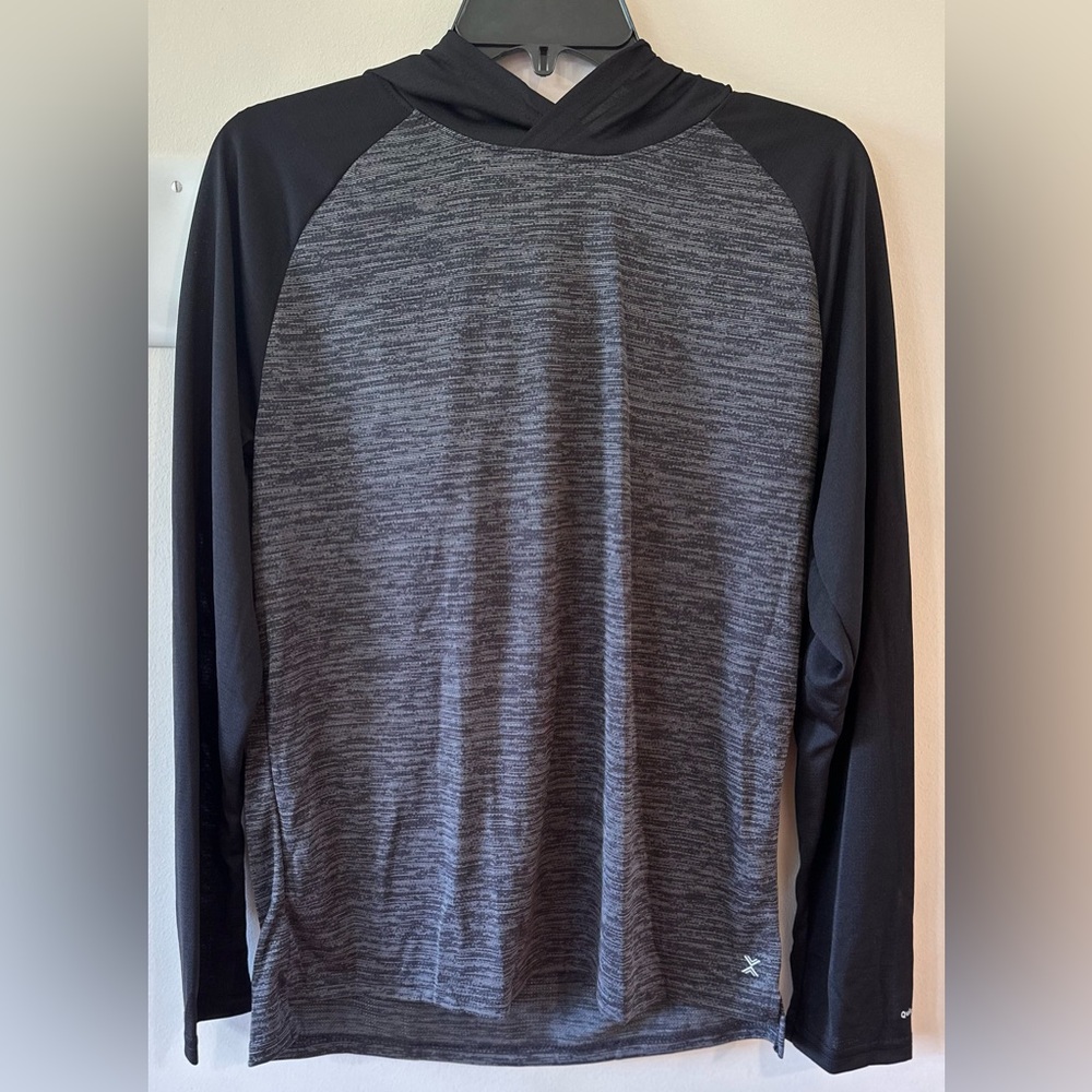 Xersion Big Boys Black/Gray Quick-Dri Lightweight Hooded Shirt NWT Size XL 18/20